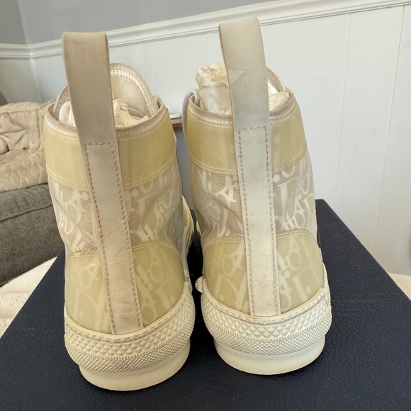 Dior Cream High-Top Sneakers - Picture 4 of 9